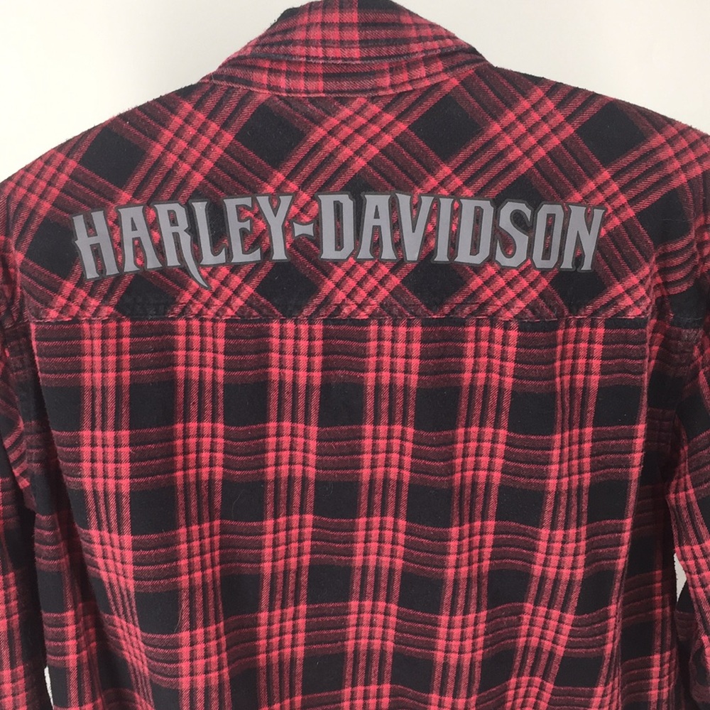 Harley Davidson Flannel Black and Red Size Large